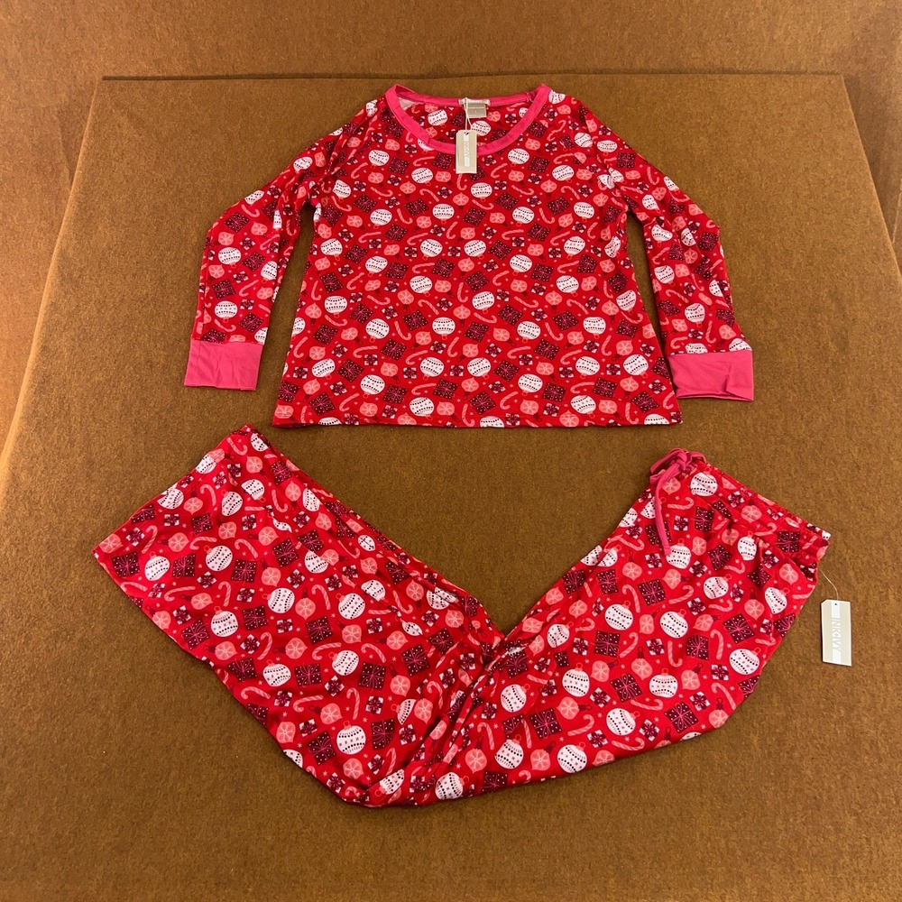 Ink+Ivy Womens Size Large Red Holiday Print 2 Piece Pajama Set NWT